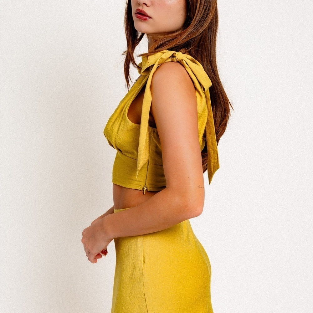 Le Lis V-Neck back Tie Crop Top & Bias Maxi Skirt Set - Picture 10 of 11